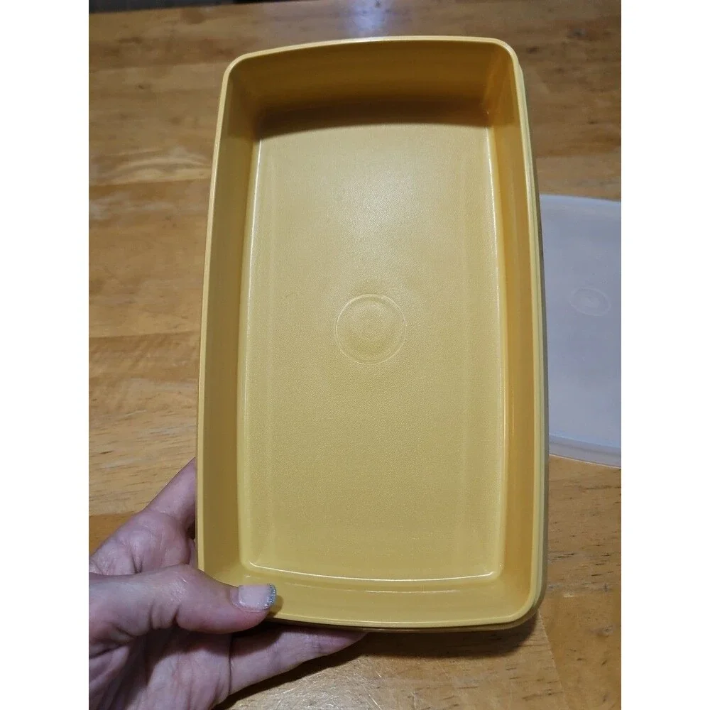 Vintage Tupperware Deli Meat Cheese Keeper Harvest Gold 816 W Sheer Lid 817 EUC
